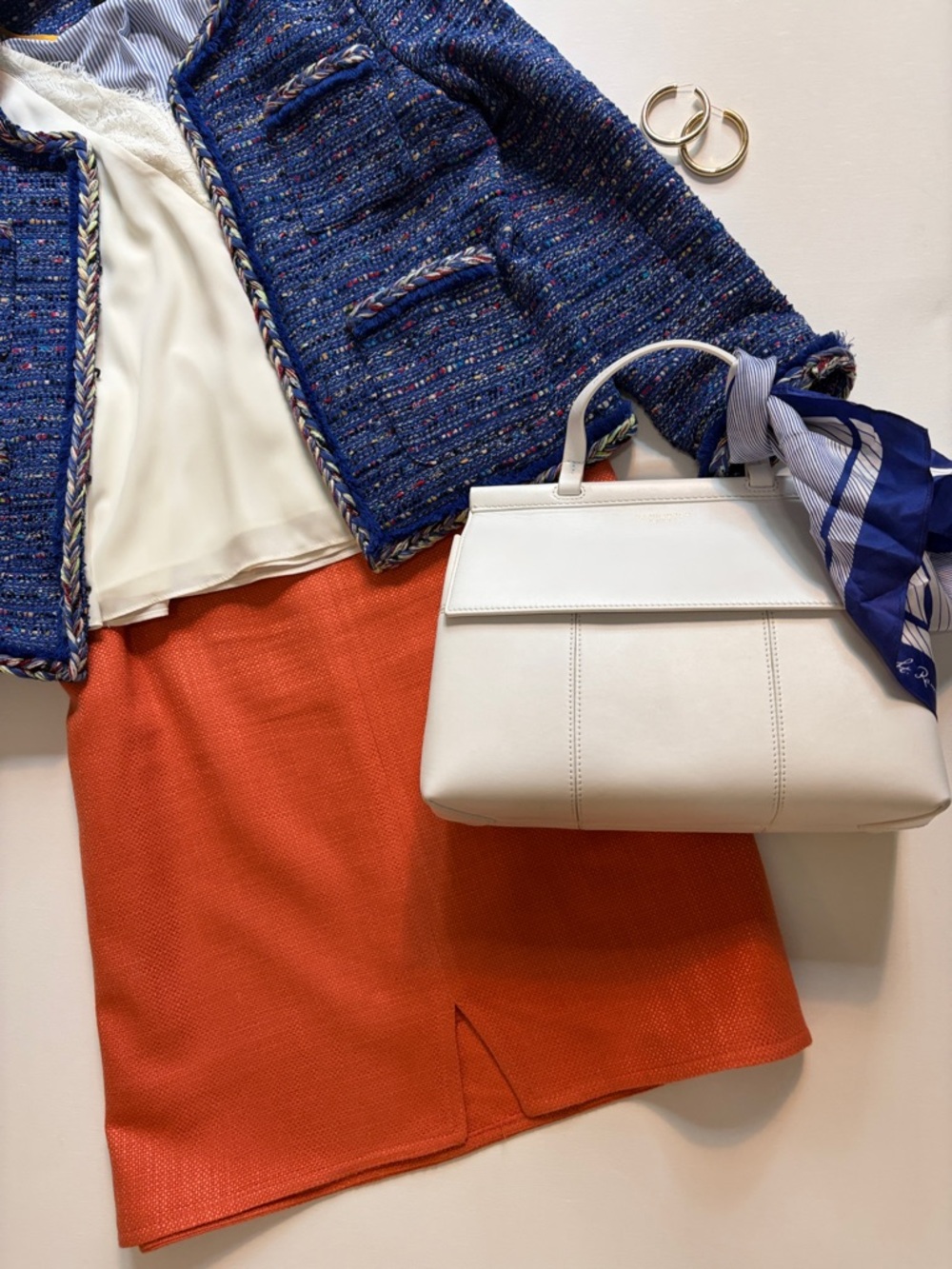 Talbots tweed cotton blend, lined skirt. Preppy, office, spring, old money, EUC